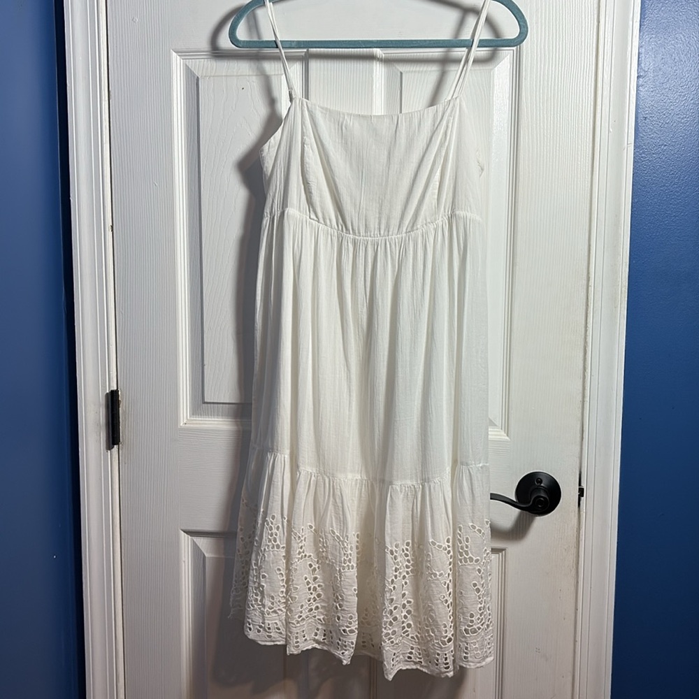 Old Navy White Eyelet Spaghetti Strap Dress Large